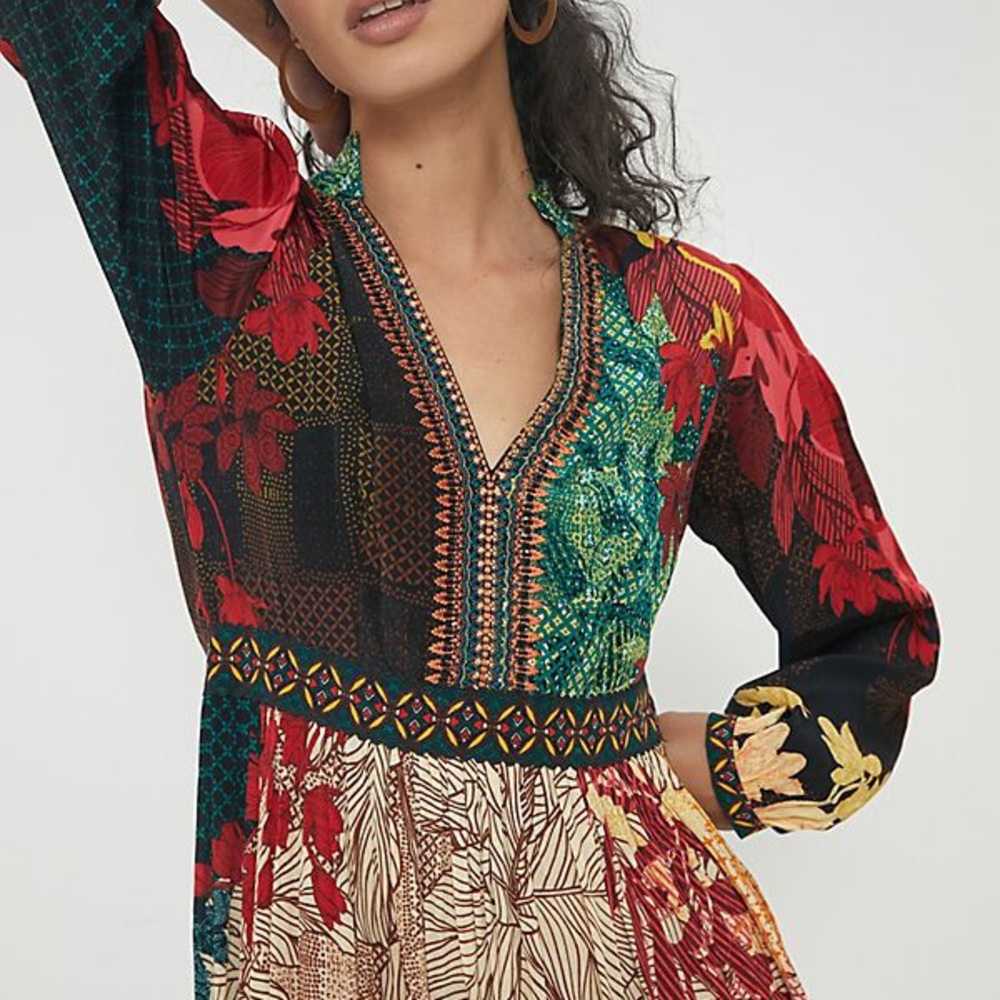 Anthropologie Multicolor Floral Patchwork Maxi Dress - Picture 3 of 5